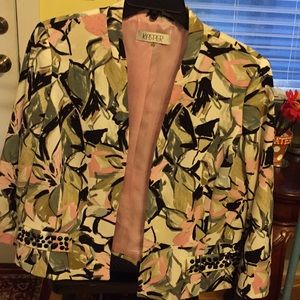 women’s pink, white, and black Kasper jacket